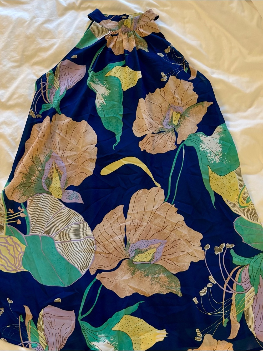Entro Navy Floral Trapeze Swing Dress Women’s Size Small